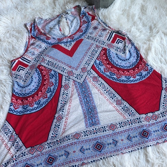 Rose and Olive Boho Patchwork Tank Top Shirt - Picture 1 of 9